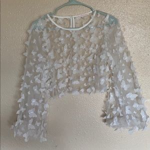 Unique white butterfly top